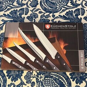 6-Piece Knife Set - Black Handles with Silver Blades